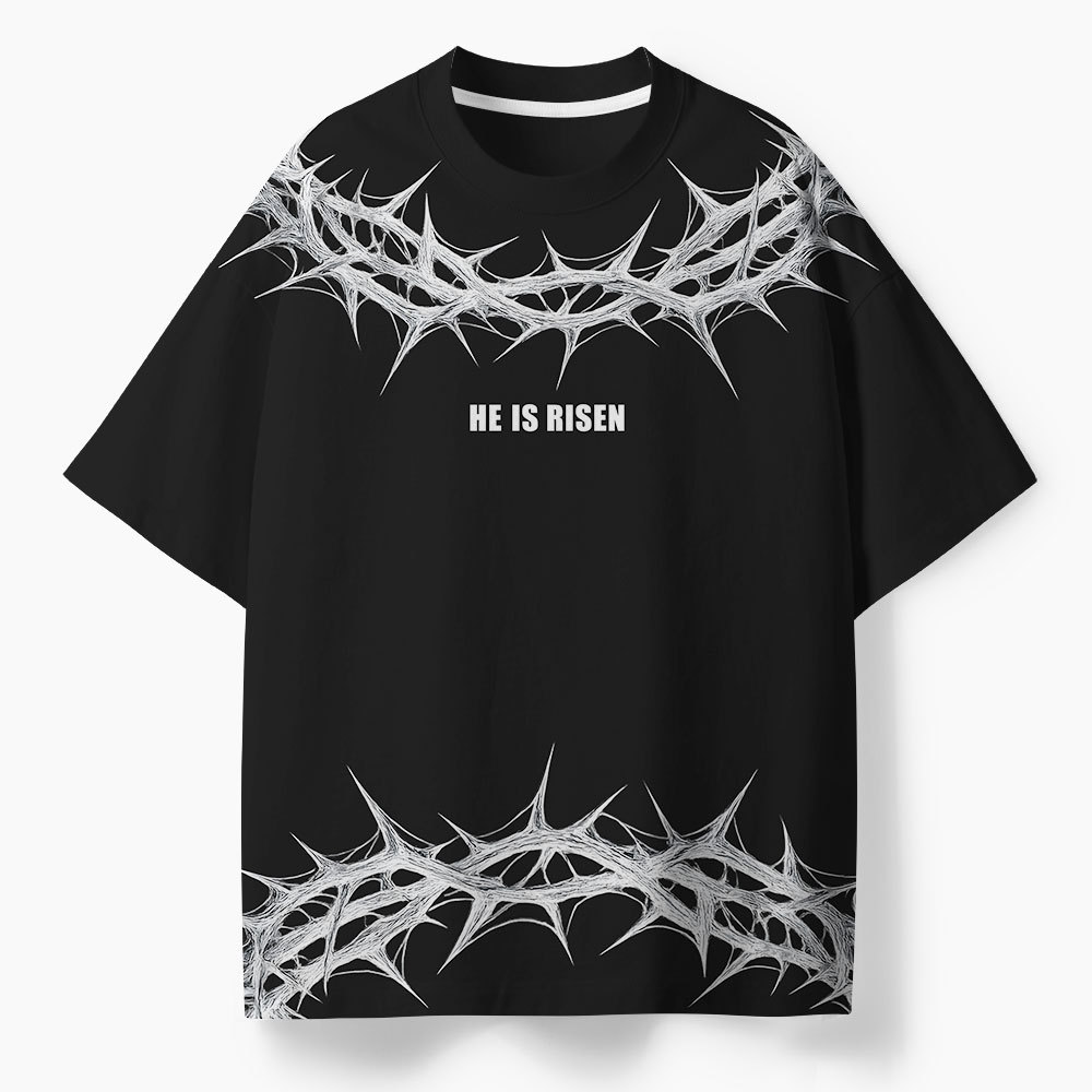 He Is Rizzen Oversized All-Over Print Christian T-Shirt