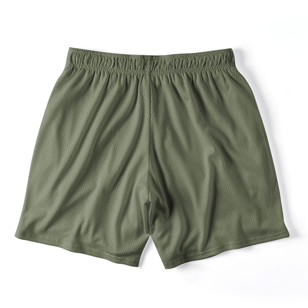 He Is Rizzin Army Green Christian Mesh Shorts