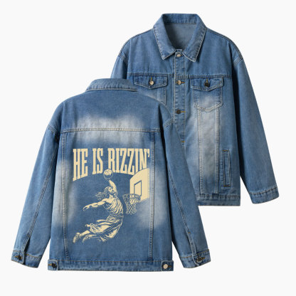 He Is Rizzin Christian Denim Jacket