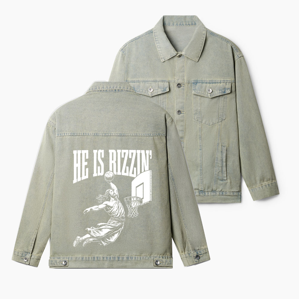 He Is Rizzin Christian Denim Jacket