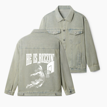 He Is Rizzin Christian Denim Jacket