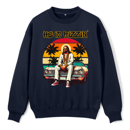 He Is Rizzin Christian Fleece Sweatshirt