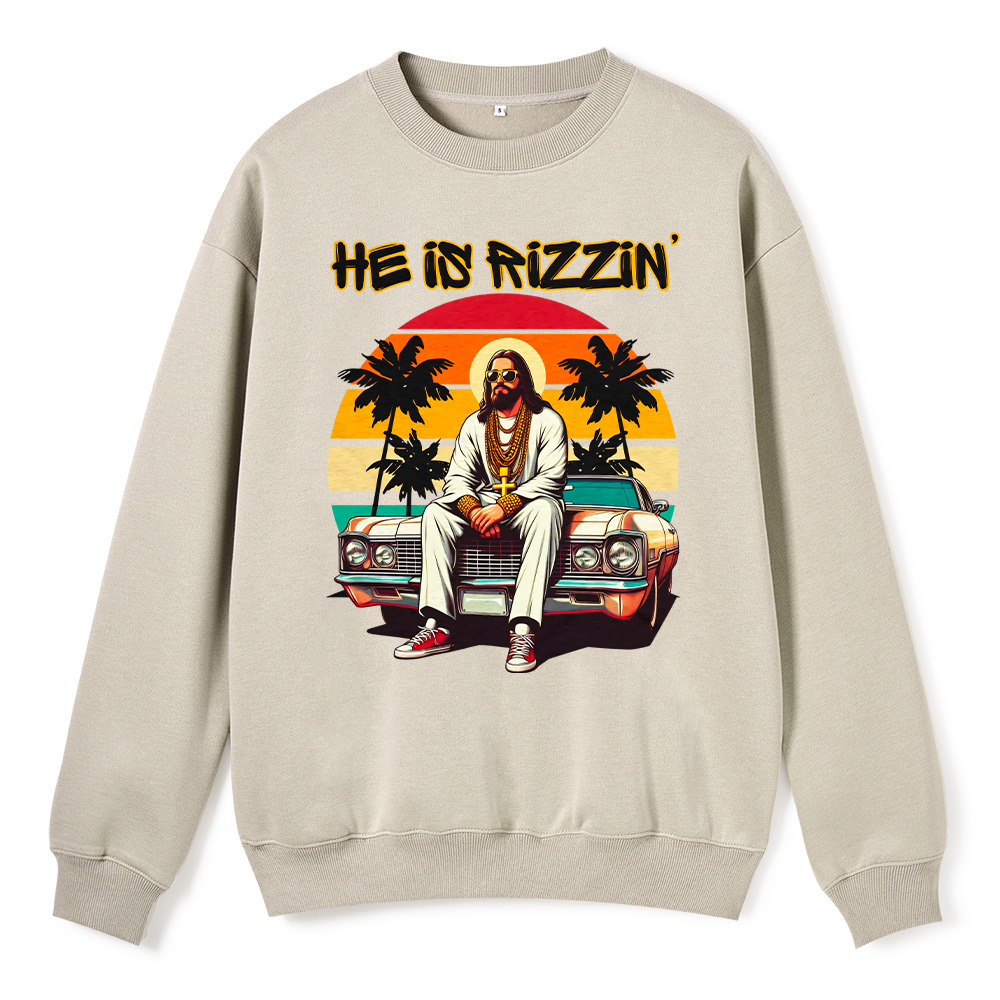 He Is Rizzin Christian Fleece Sweatshirt