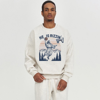 He Is Rizzin Christian Fleece Sweatshirt