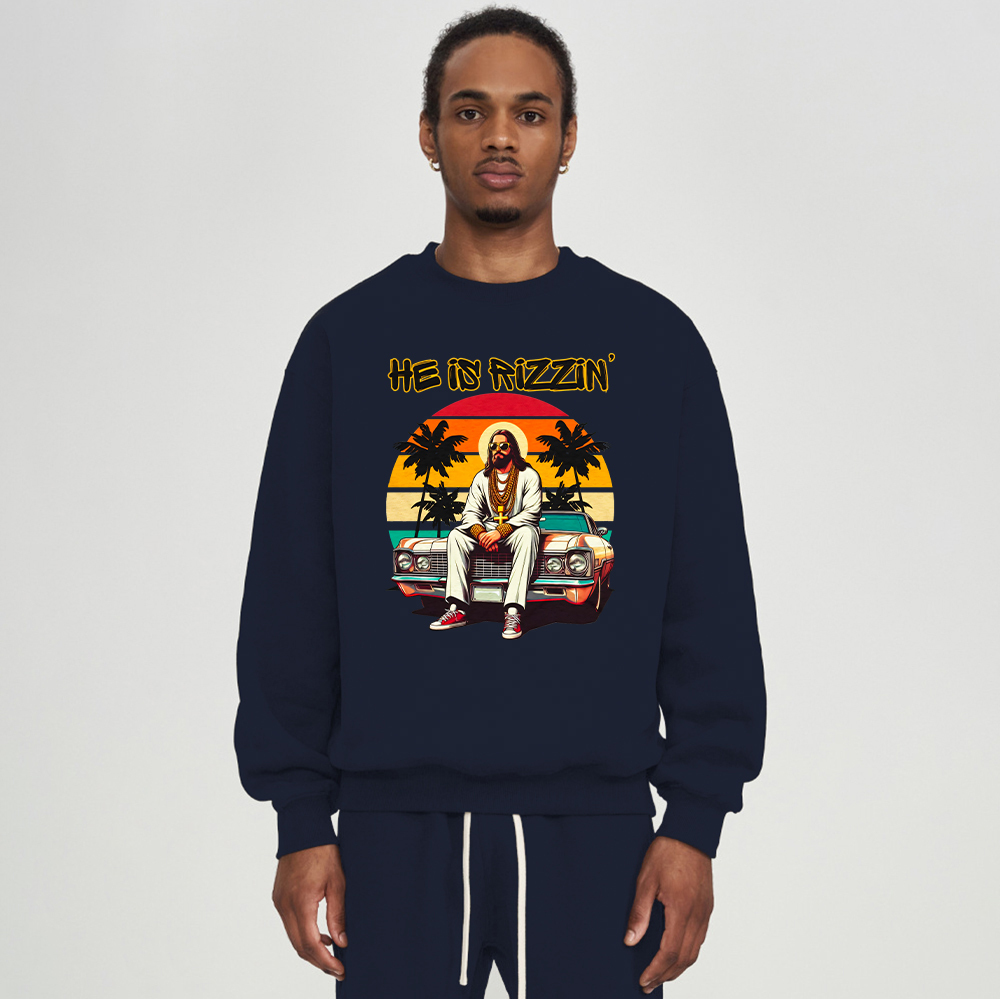 He Is Rizzin Christian Fleece Sweatshirt