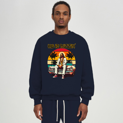 He Is Rizzin Christian Fleece Sweatshirt