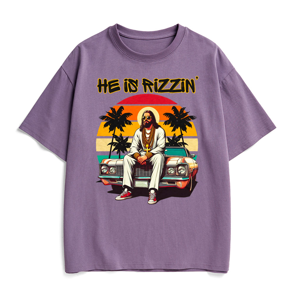 He Is Rizzin Christian Heavy Cotton T-Shirt