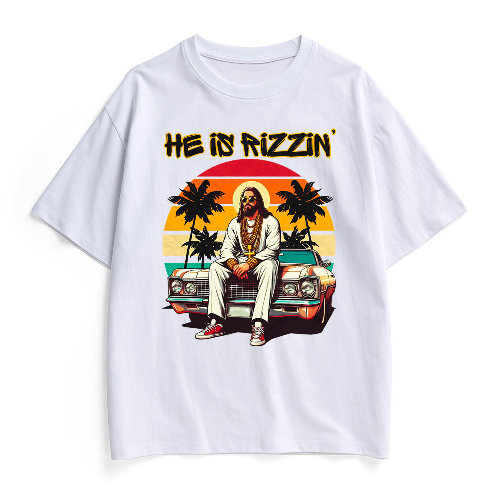 He Is Rizzin Christian Heavy Cotton T-Shirt