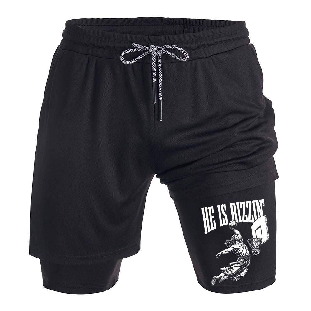 He Is Rizzin Christian Performance Shorts