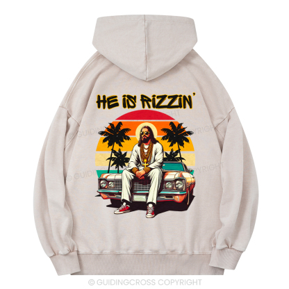 He Is Rizzin Christian Washed Hoodie