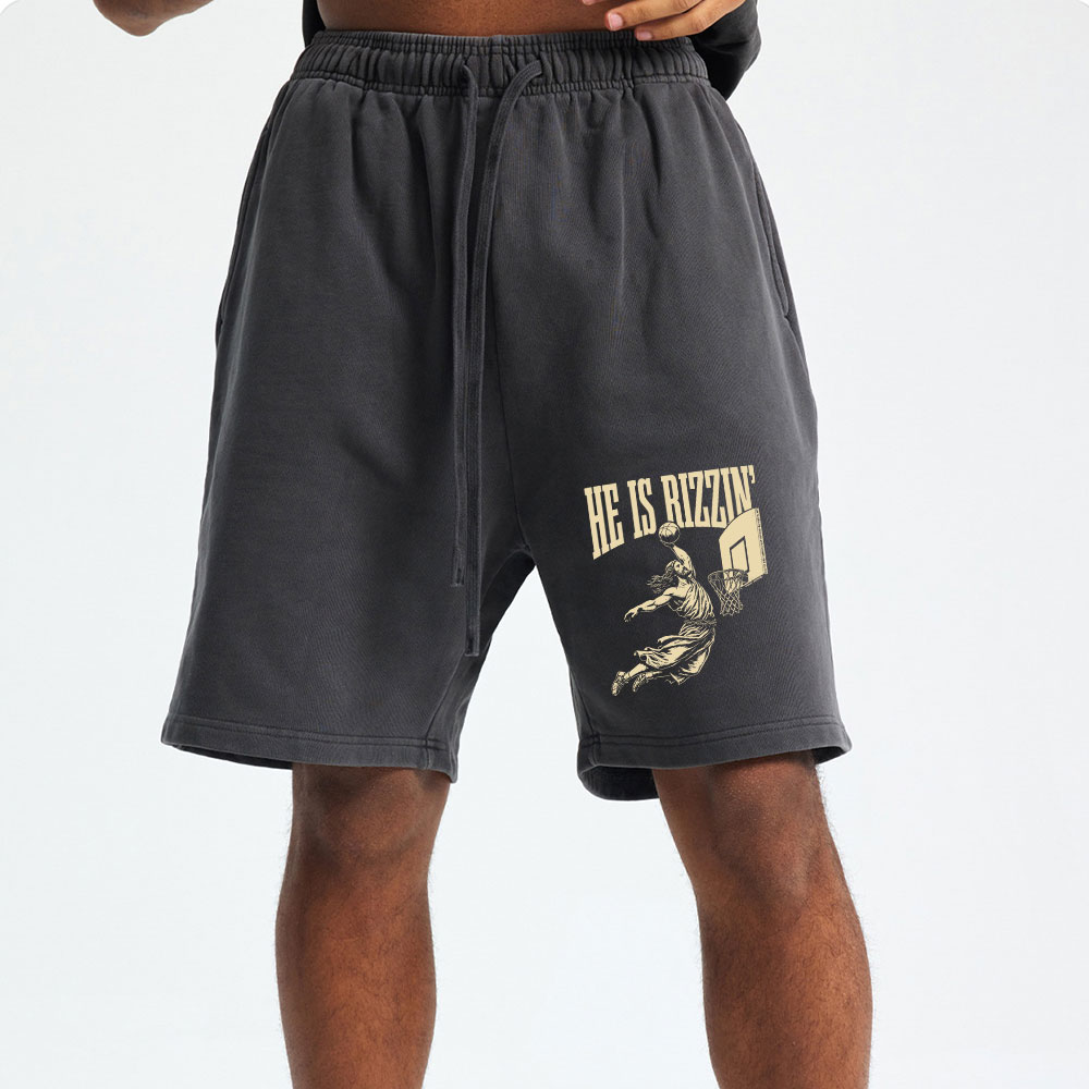 He Is Rizzin Christian Washed Shorts