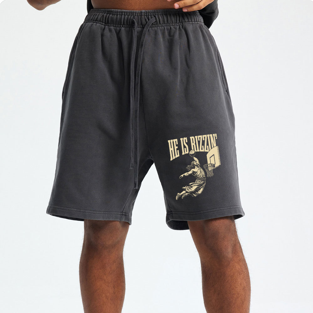 He Is Rizzin Christian Washed Shorts