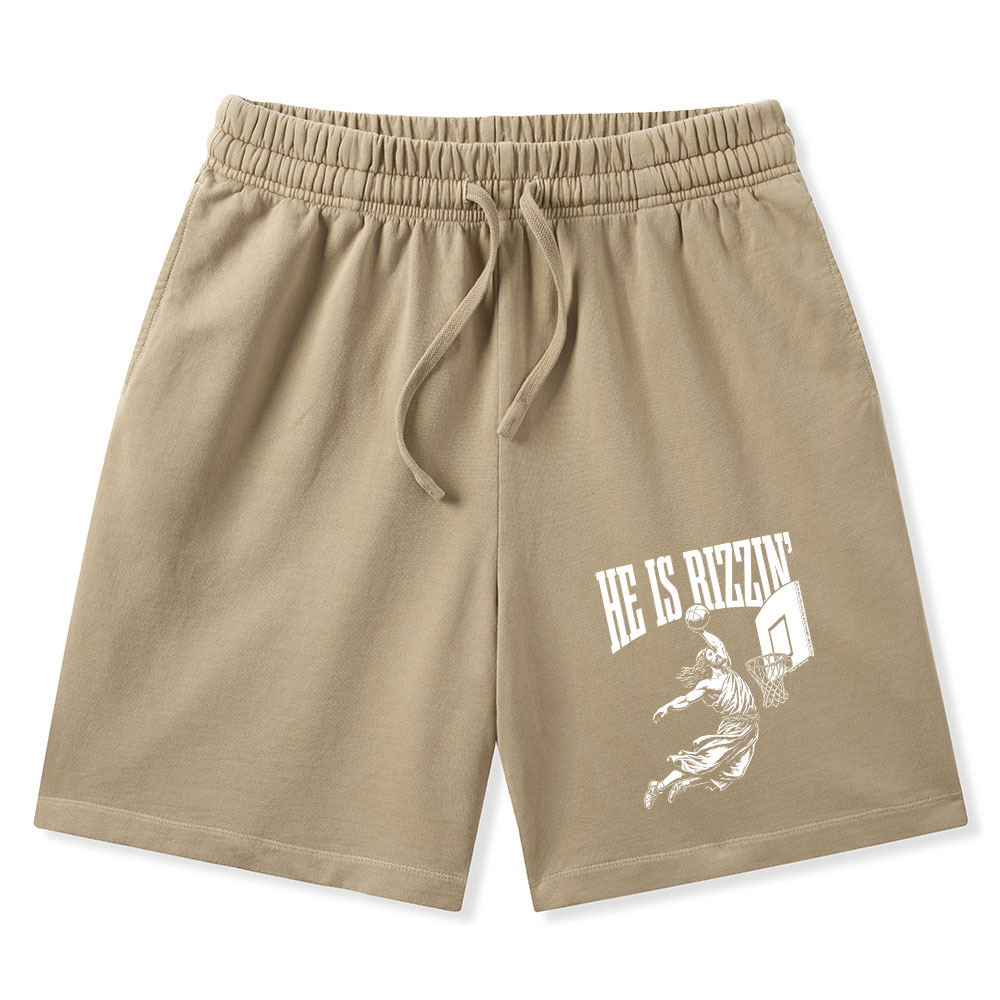 He Is Rizzin Christian Washed Shorts