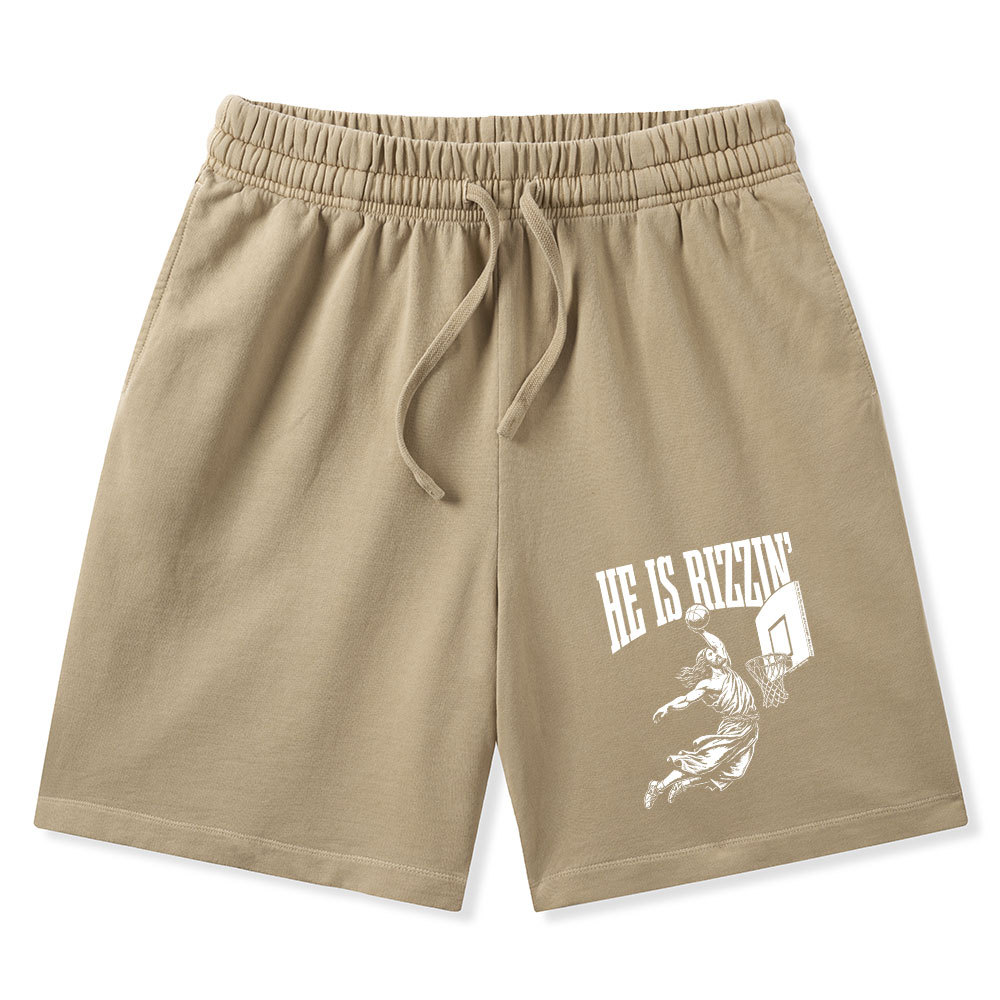 He Is Rizzin Christian Washed Shorts