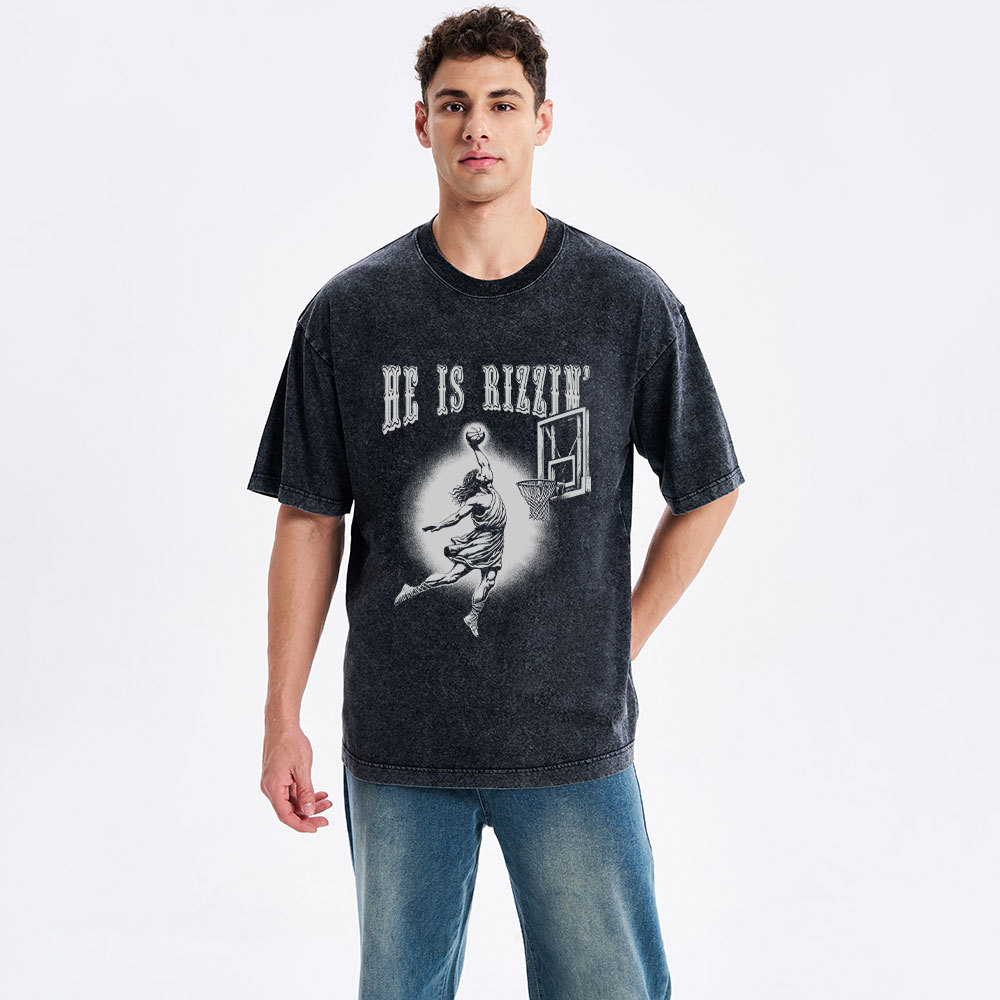 He Is Rizzin Christian Washed T-Shirt