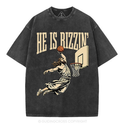 He Is Rizzin' Christian Washed T-Shirt