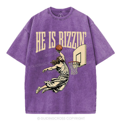 He Is Rizzin' Christian Washed T-Shirt