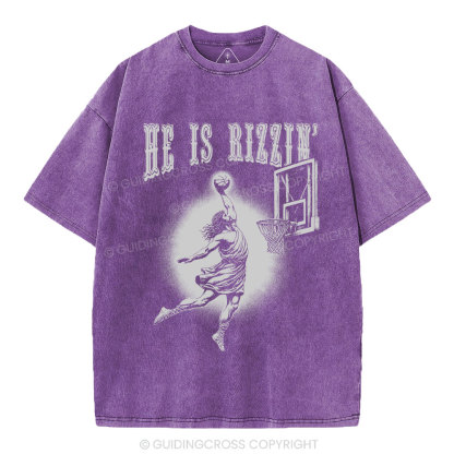 He Is Rizzin Christian Washed T-Shirt