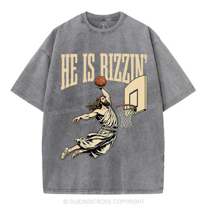He Is Rizzin' Christian Washed T-Shirt