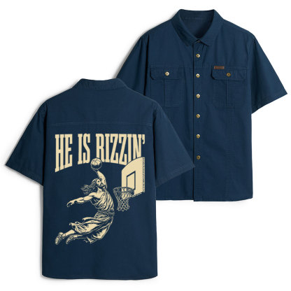 He Is Rizzin Christian Work Shirt 