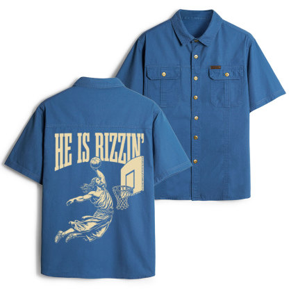 He Is Rizzin Christian Work Shirt 