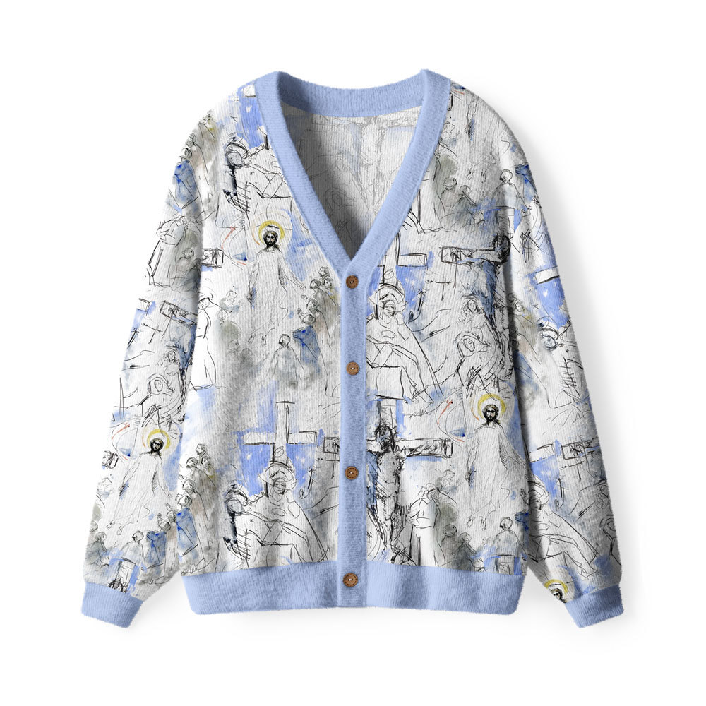 He Is Rizzin Furry Christian Lightweight Cardigan