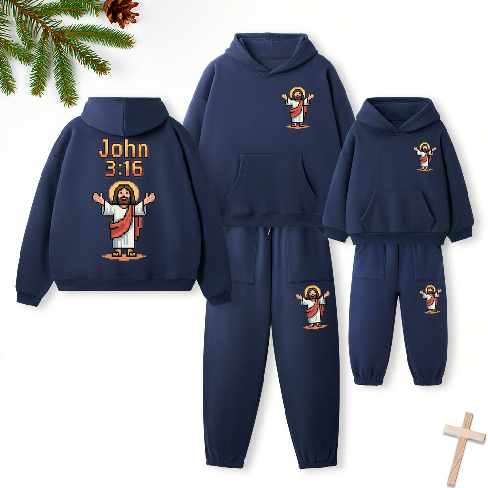 He Is So Loved Us Christian Premium Matching Fleece Hoodie Set