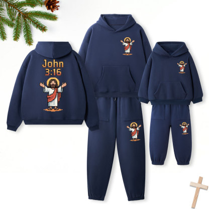 He Is So Loved Us Christian Premium Matching Fleece Hoodie Set