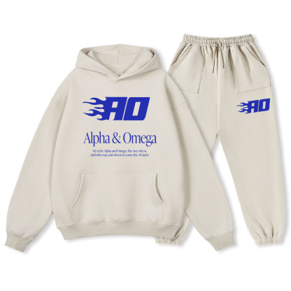 He Is The Alpha And Omega Christian Fleece Hoodie Set