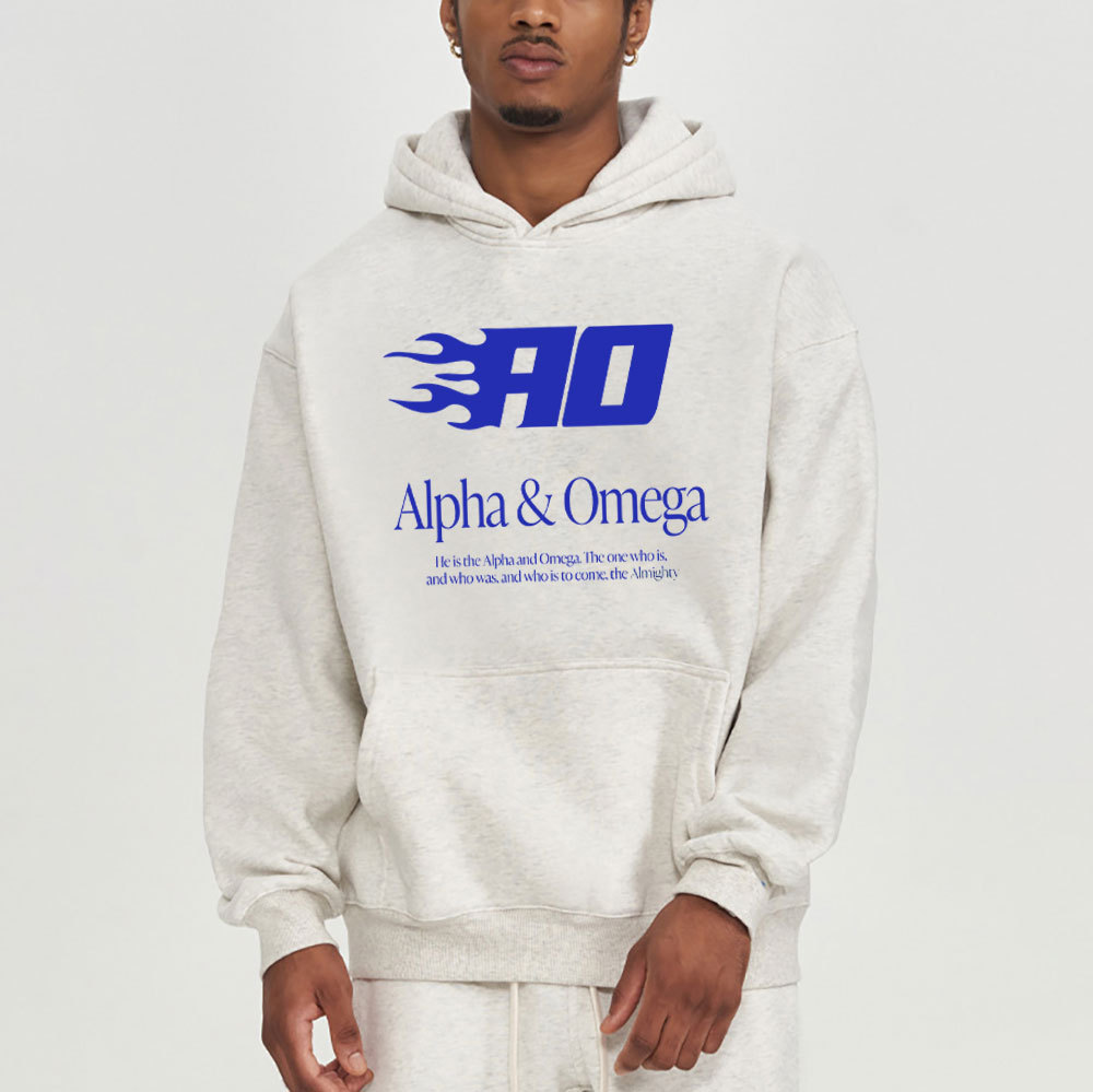 He Is The Alpha And Omega Christian Fleece Hoodie Set