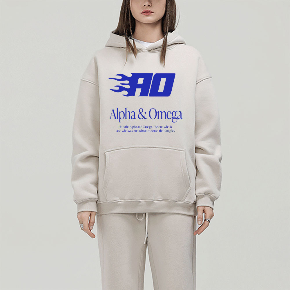 He Is The Alpha And Omega Christian Fleece Hoodie Set