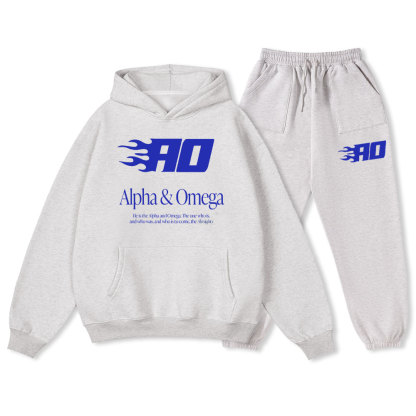 He Is The Alpha And Omega Christian Fleece Hoodie Set