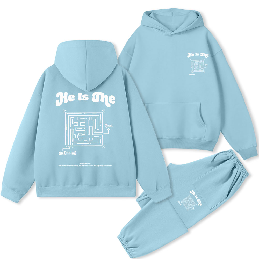 He Is The Beginning Christian Fleece hoodie Set