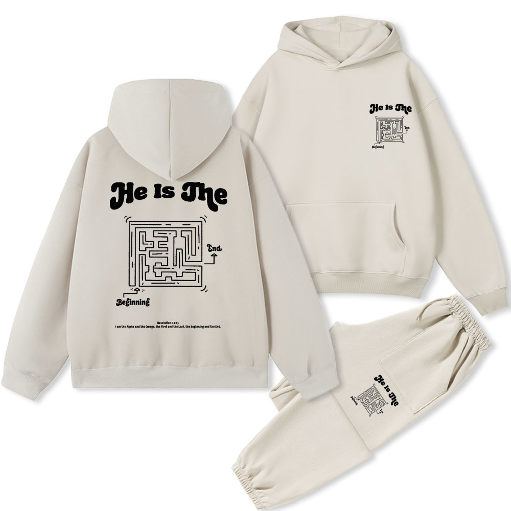 He Is The Beginning Christian Fleece hoodie Set