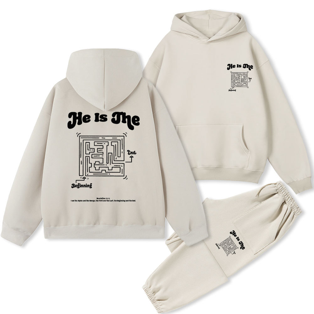 He Is The Beginning Christian Fleece hoodie Set