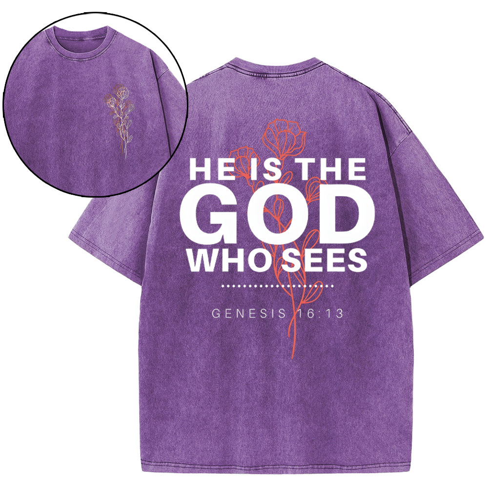 He Is The God Who Sees Christian Washed T-Shirt