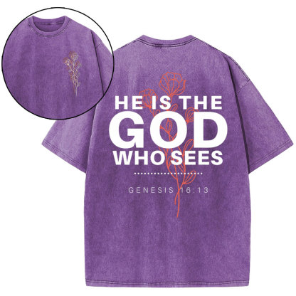 He Is The God Who Sees Christian Washed T-Shirt