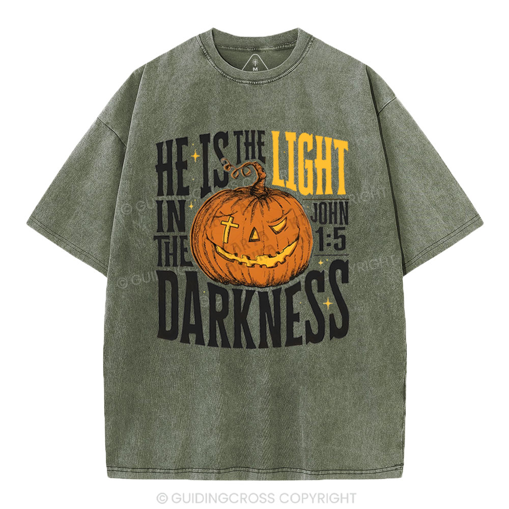 He Is The Light Christian Washed T-Shrit