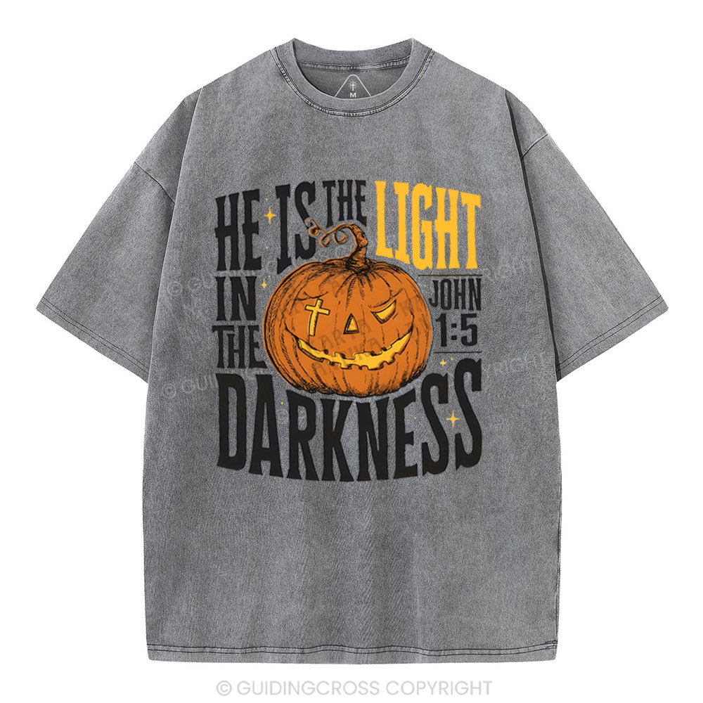 He Is The Light Christian Washed T-Shrit