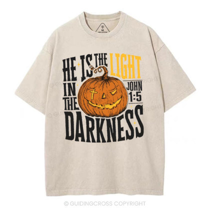 He Is The Light Christian Washed T-Shrit