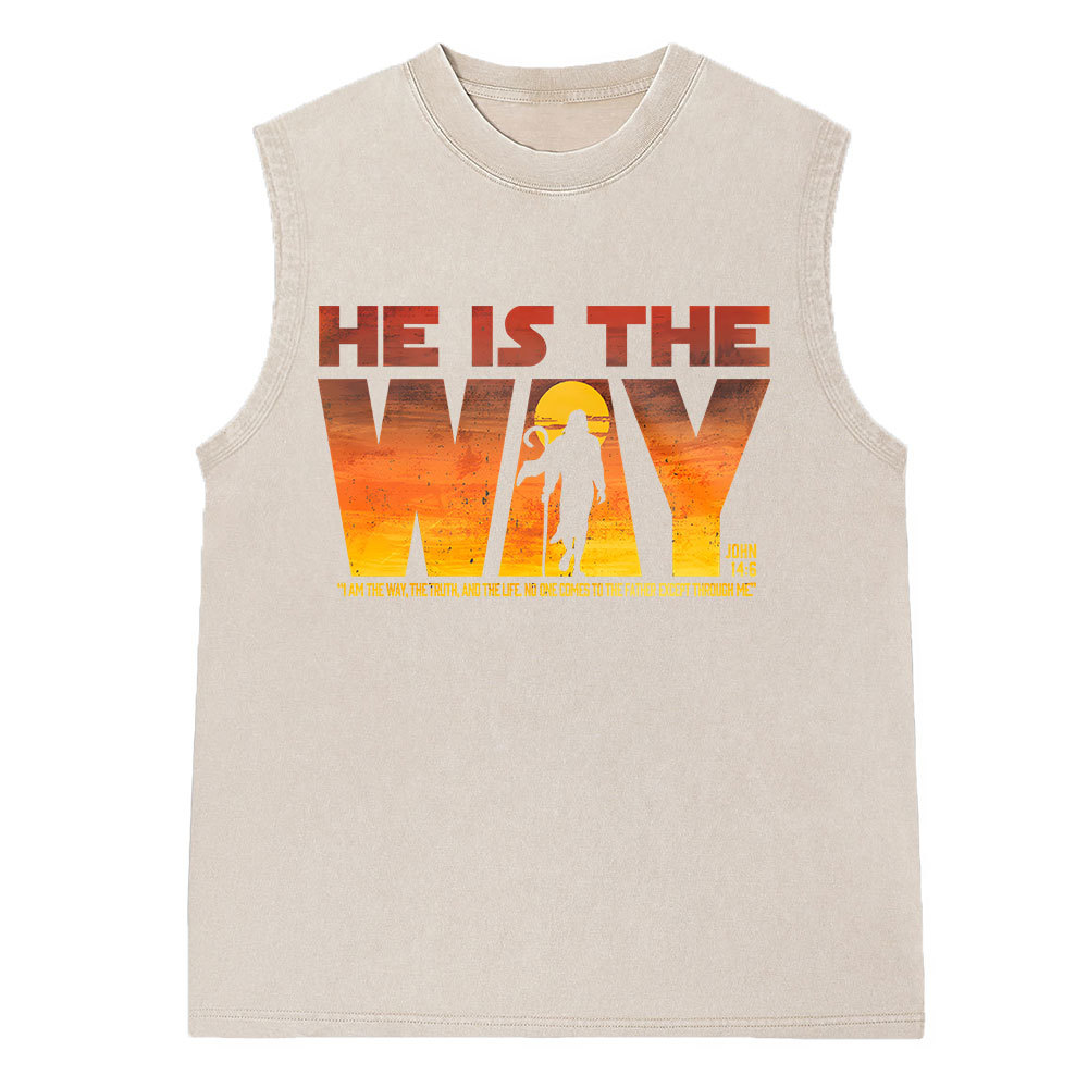 He Is The Way Vintage Washed Christian Sleeveless Tee