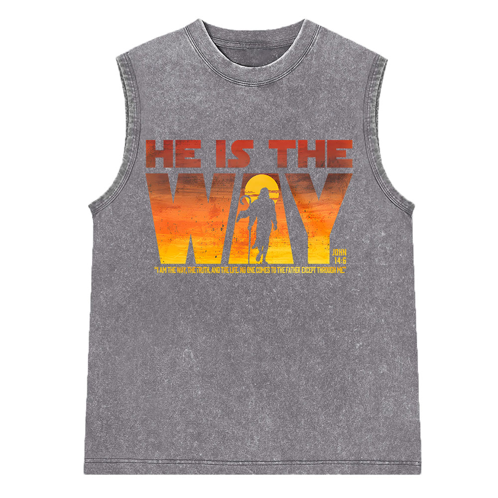 He Is The Way Vintage Washed Christian Sleeveless Tee