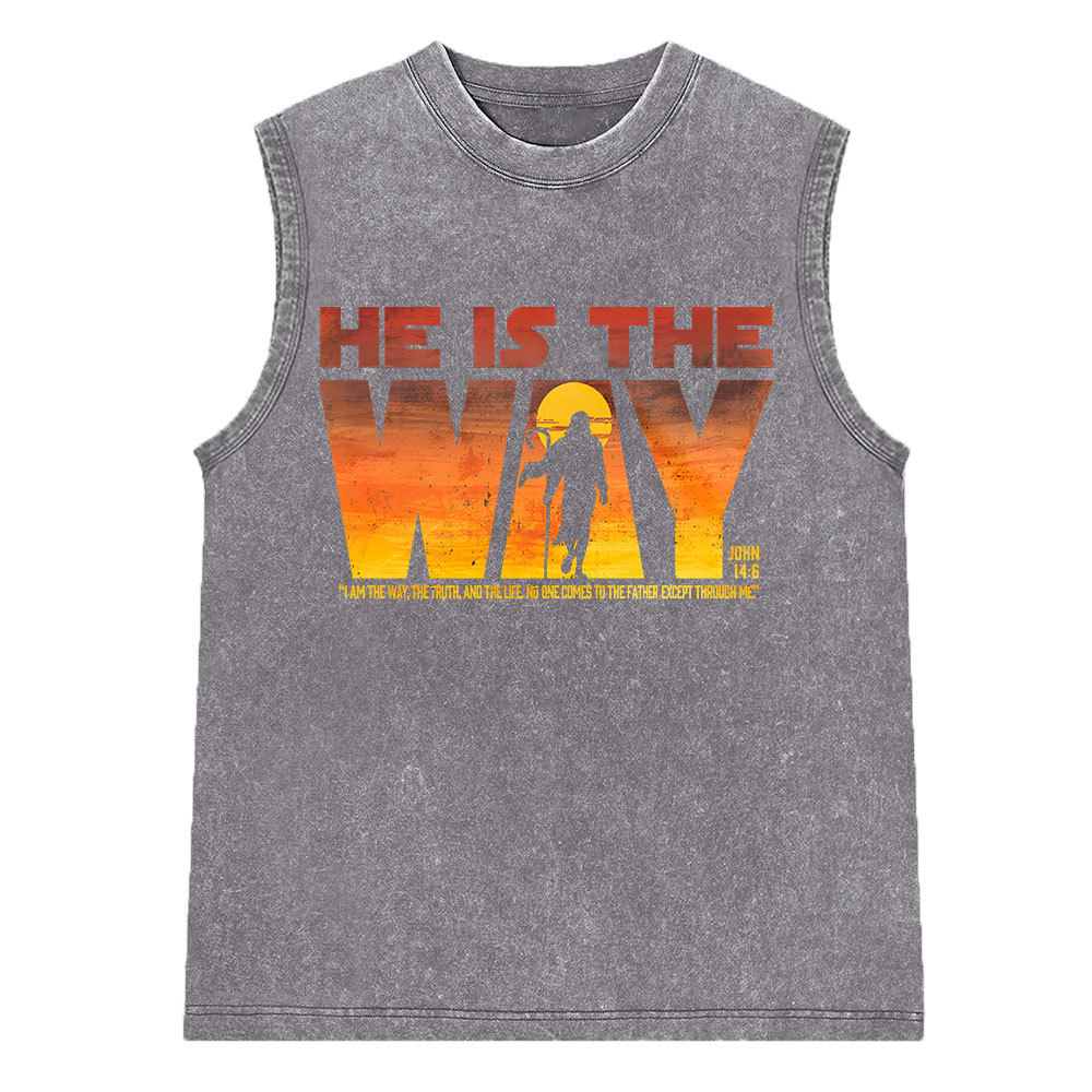He Is The Way Vintage Washed Christian Sleeveless Tee