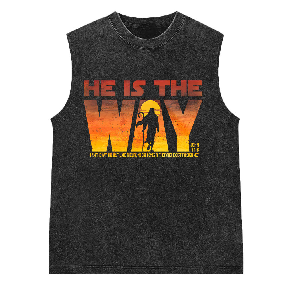He Is The Way Vintage Washed Christian Sleeveless Tee