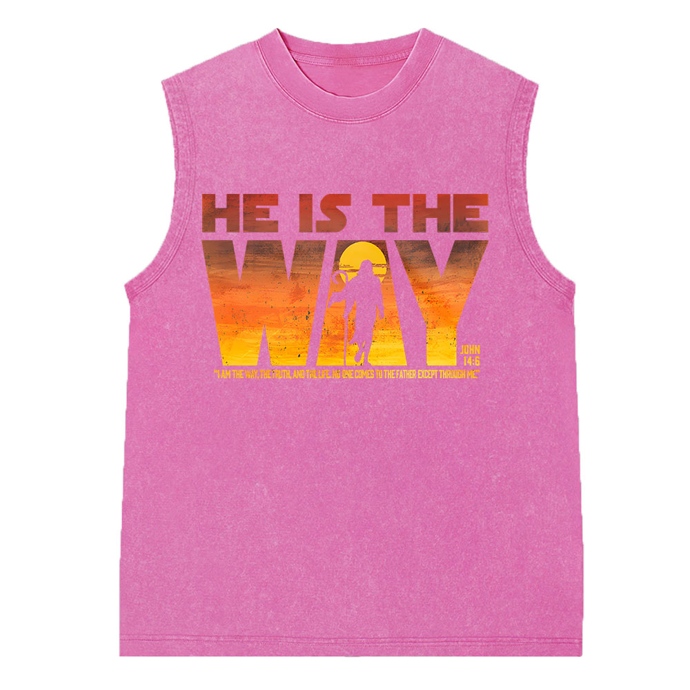 He Is The Way Vintage Washed Christian Sleeveless Tee