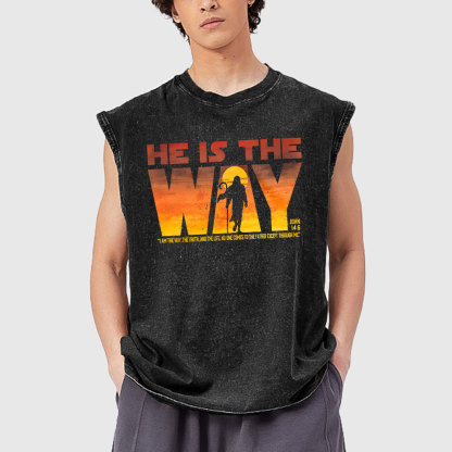 He Is The Way Vintage Washed Christian Sleeveless Tee