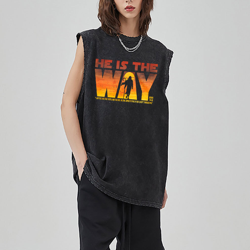 He Is The Way Vintage Washed Christian Sleeveless Tee