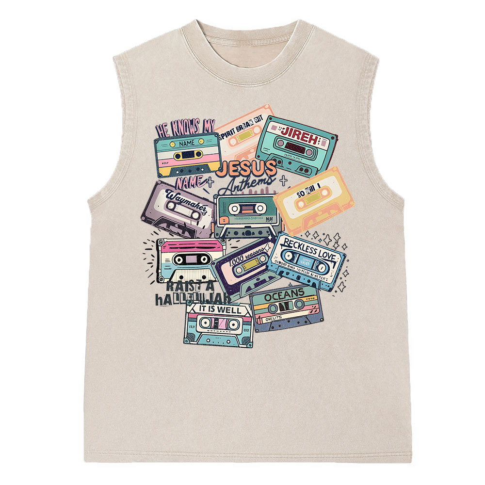 He Knows My Name Christian Washed Sleeveless Tee