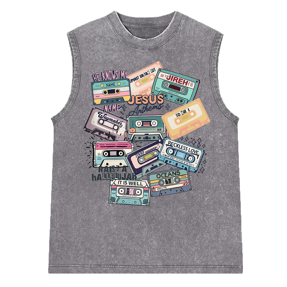 He Knows My Name Christian Washed Sleeveless Tee