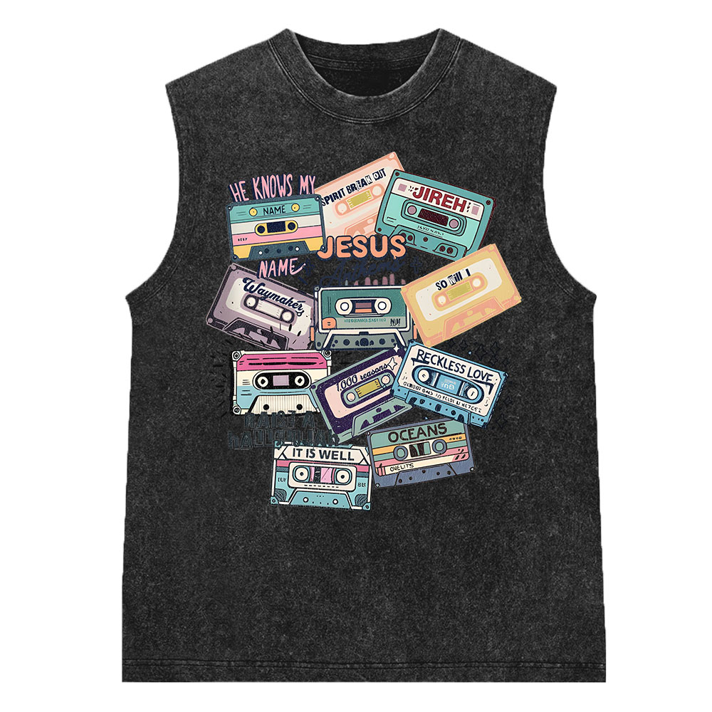 He Knows My Name Christian Washed Sleeveless Tee